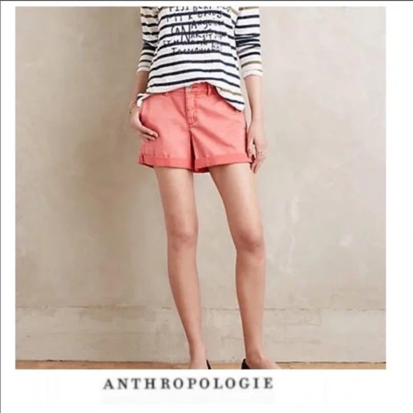 Anthropologie Pilcro & the letterpress Fit/Stet Denim Salmon Color Shorts Sz 27 - Picture 1 of 8